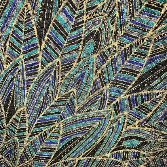 JM Collection Woman 3X layered look blouse Black Multicolor Gold Leaf Pattern - Picture 6 of 12